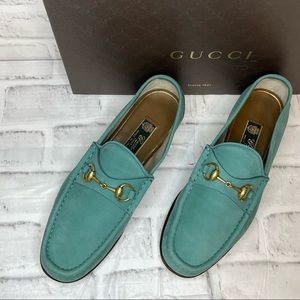 Gucci Mens 1953 Eugene Horsebit Loafer Teal Blue